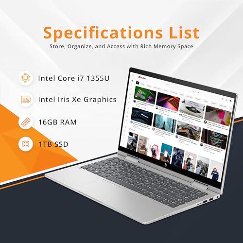 Hp 2023 14 Inch Fhd Laptop Anti Glare Ips Display 13th Gen Intel I7 1355u Processor 16gb Ram 1tb Pcie Ssd Backlit Keyboard True Vision Hd Webcam Wifi 6 Bluetooth Windows 11 Home Silver thumbnail 3