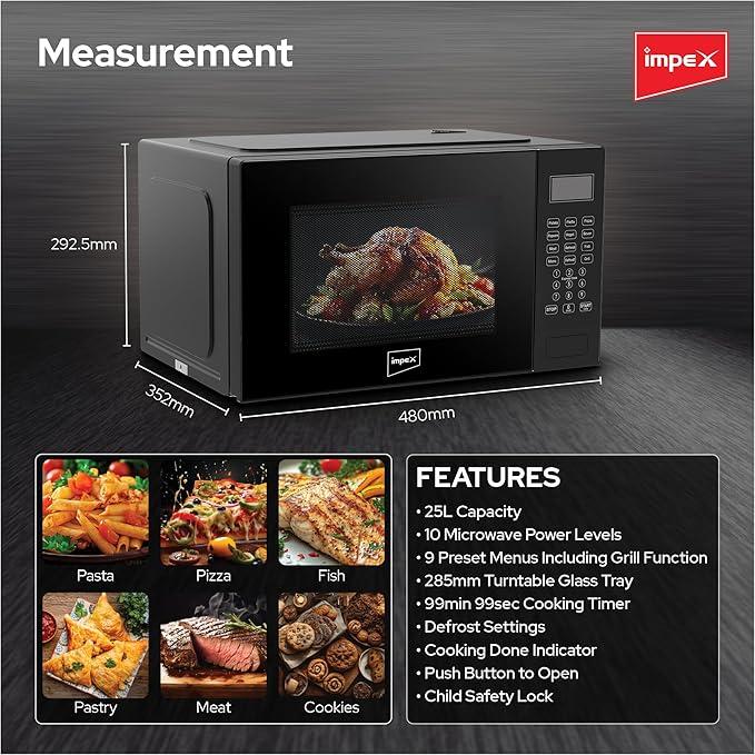 IMPEX MO8125DGB 25L DIGITAL GRILL MICROWAVE OVEN thumbnail 3