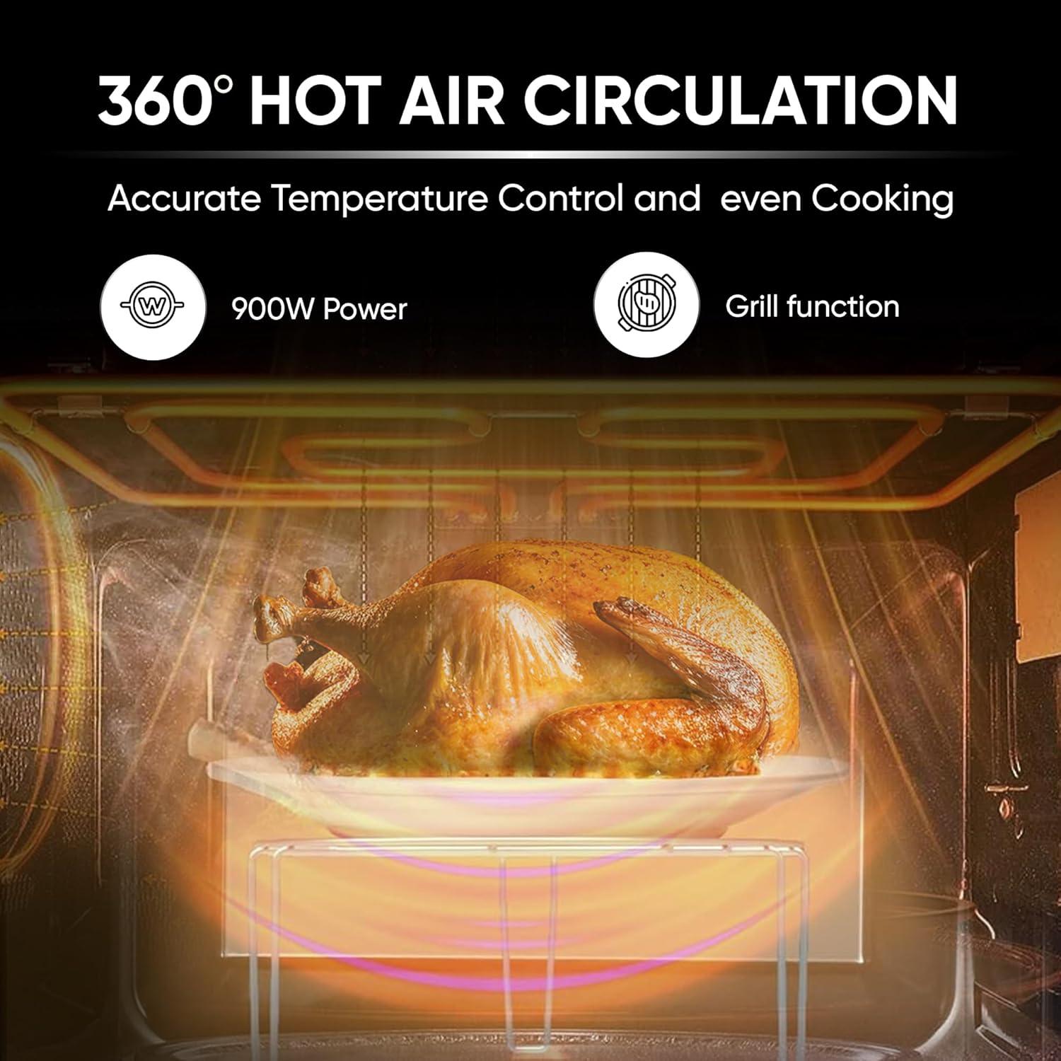 Nikai 25 Litre 900Watts Electric Microwave Oven with 10 Auto-Menus, Defrost Setting and Grill, NMO250MDG thumbnail 3