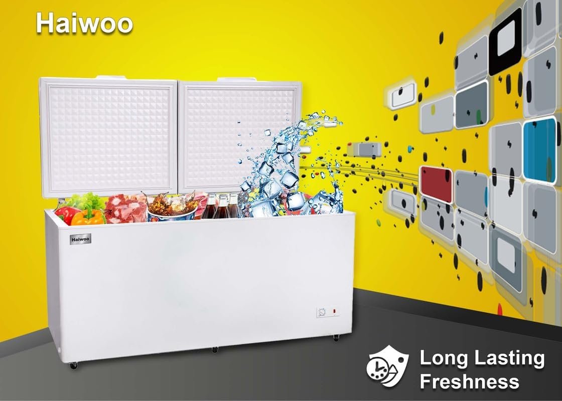 Haiwoo 650L HDF-650 WB Double Door Two Storage Basket Chest Freezer, Cfc Free, Voltage Ac 220-240V D75.5*W160.5*H90 Cm White thumbnail 3