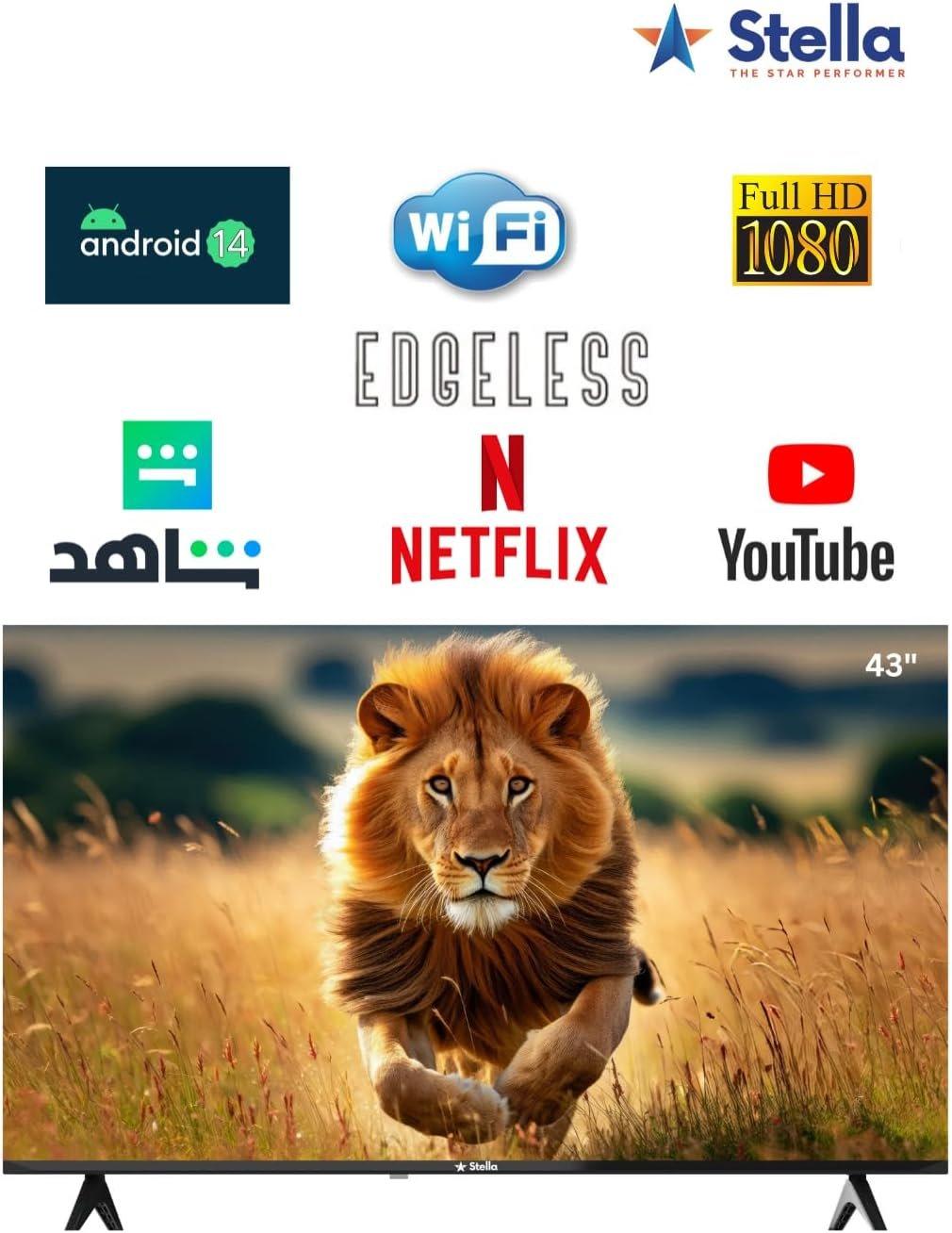 Stella 43" Edgeless FHD Android 14 Smart TV with Netflix, Youtube, Prime Video -SLED43EAJ thumbnail 2