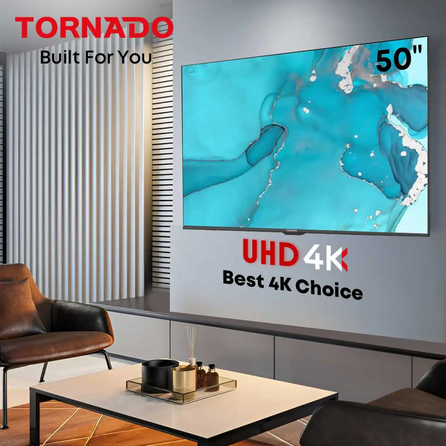 Tornado 50″ 4K UHD Google Smart TV, Frameless Design – 50UA3400G thumbnail 2