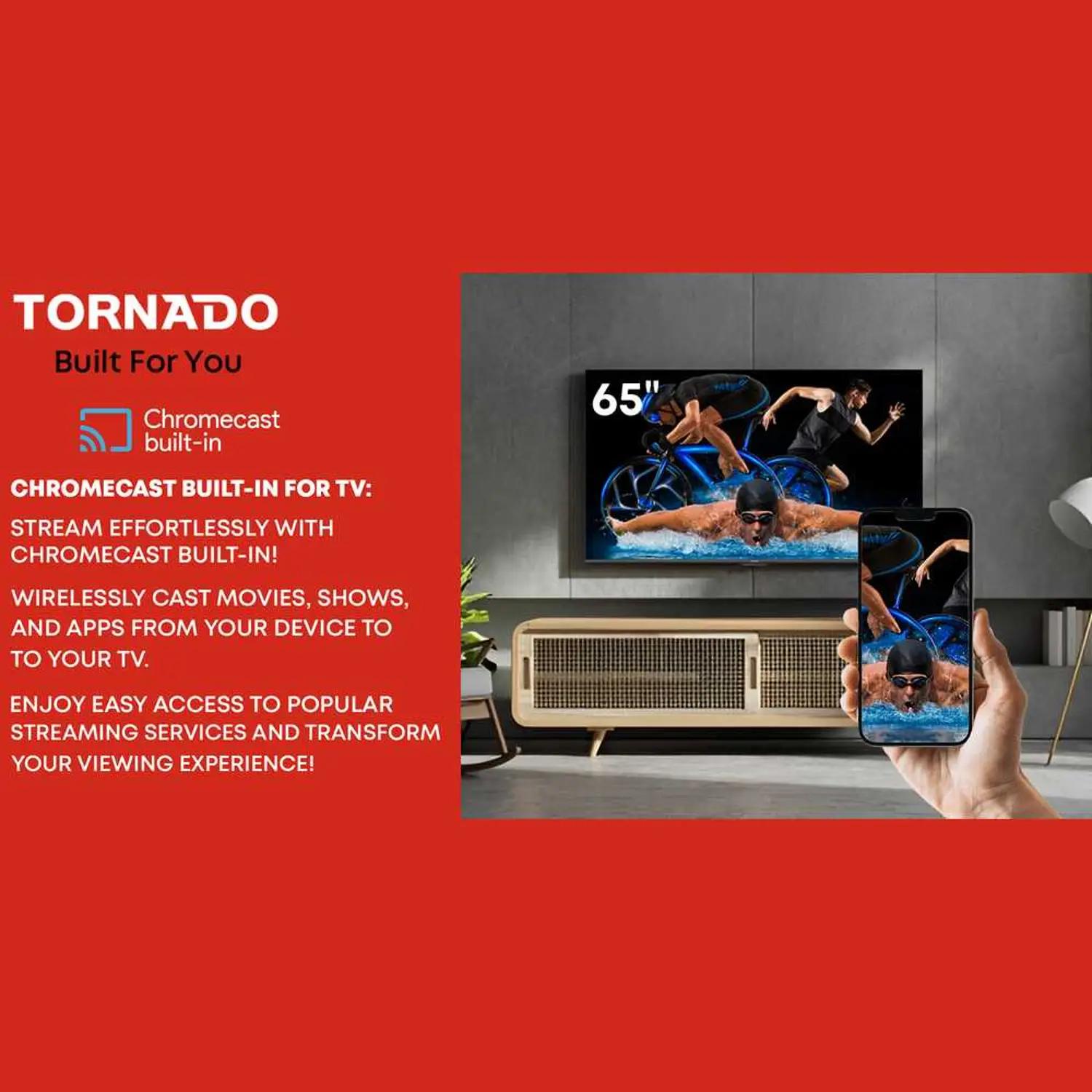 Tornado 65-Inch 4K Ultra HD, Smart LED TV, 65UA3400G, Black thumbnail 4