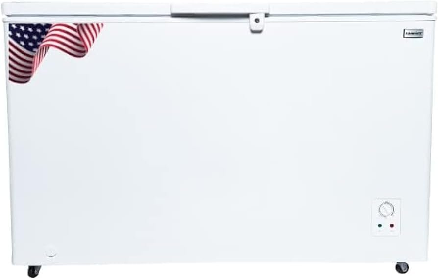 Admiral 400L Chest Freezer with White Interior, Gross capacity of 400L, Net capacity308L, Outside Condenser, Tropical Type with Lock and Key & Lamp, White - ADCF400WE