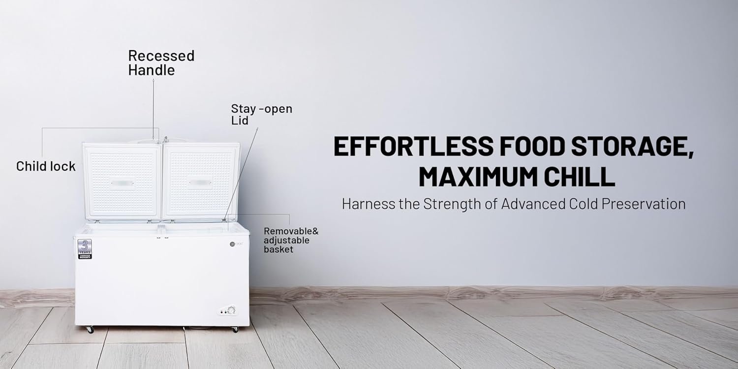 AFRA Chest Freezer, 450L, Direct Cooling System, Manual Defrost, White, with LED Light and Adjustable Basket-AF-4500CFWT thumbnail 3
