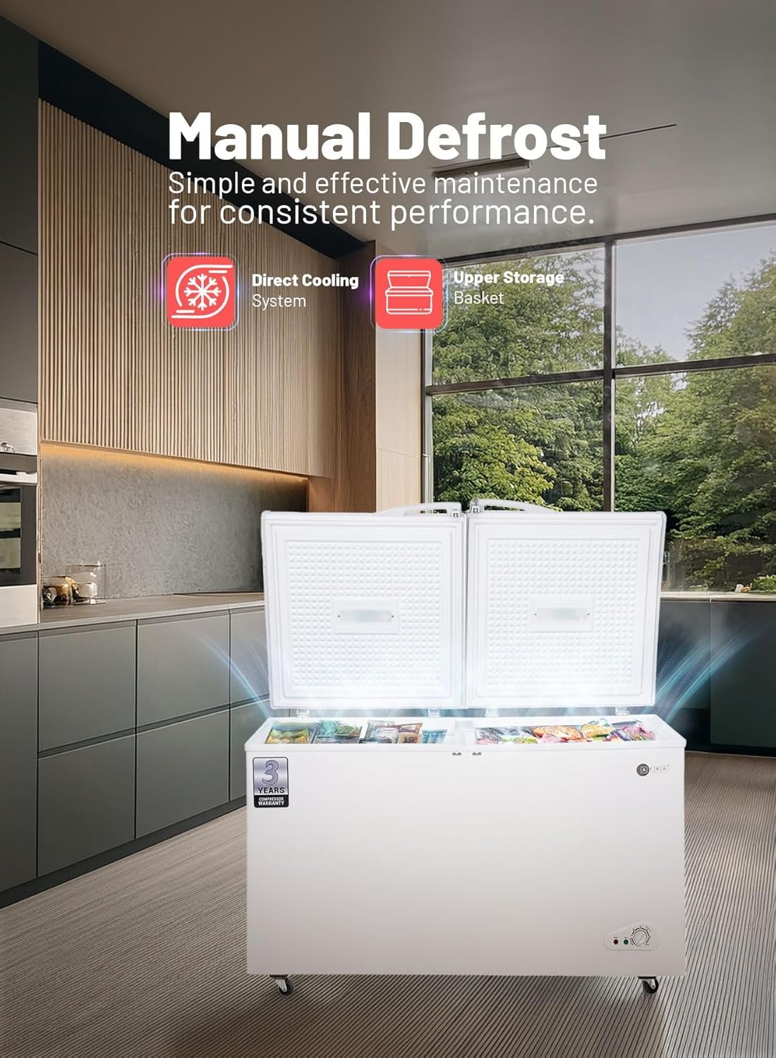 AFRA Chest Freezer, AF-5500CFWT, Adjustable Thermostat, Direct Cooling, Manual Defrost, Energy Saving, White, 1 Year Warranty thumbnail 2