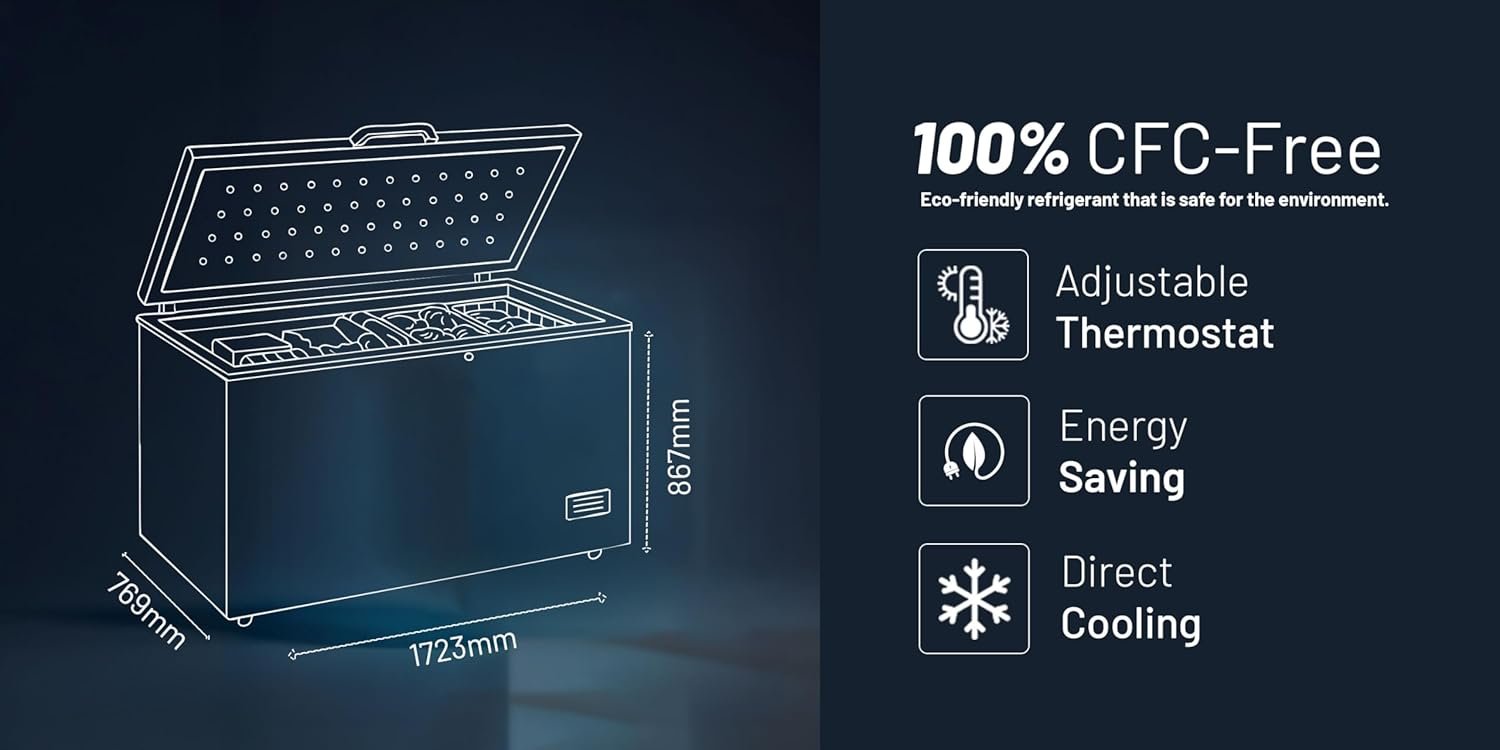 AFRA Chest Freezer, AF-5500CFWT, Adjustable Thermostat, Direct Cooling, Manual Defrost, Energy Saving, White, 1 Year Warranty thumbnail 3