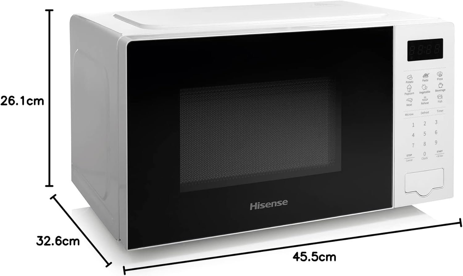 Hisense 700 Watts 20 Litre White Digital Solo Microwave Oven  Automatic Defrost, 9 Auto Cook Menus, Clock & Timer, Easy Clean - H20MOWS4UK thumbnail 4