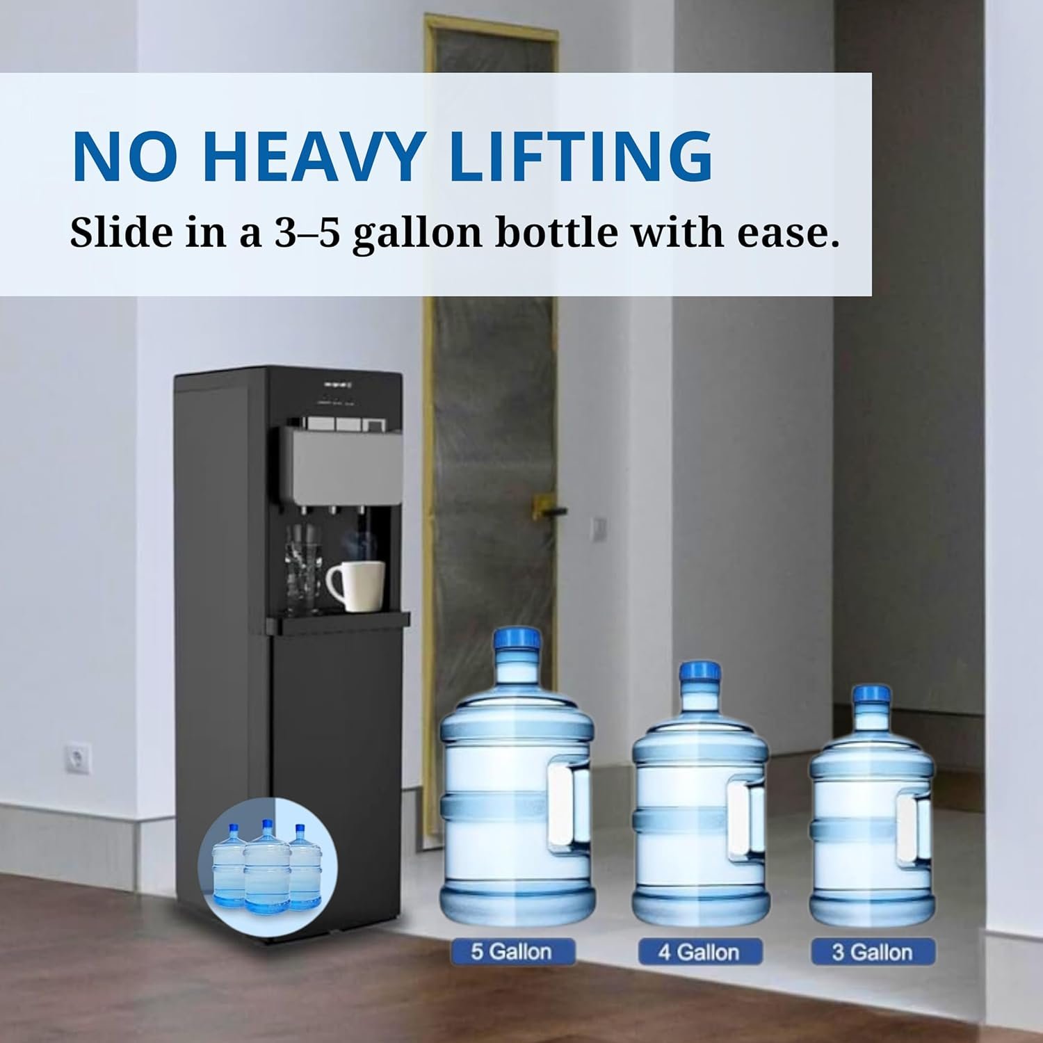 Westinghouse USA Bottom Loading Water Dispenser for 5 Gallon Bottles � 3 Temperatures with Hot, Cold and Room Spouts - Efficient for Both Office and Home Use with Child Safety Lock - 2 Years Warranty -  WKWDJ879 thumbnail 4