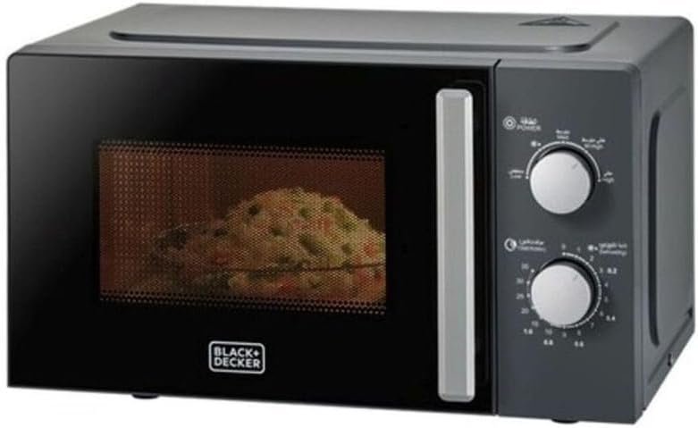 BLACK+DECKER Microwave Oven, 20Litre, 700Watts Power, 30-Min Timer, Rotary Dial Control, Chrome Finish Knobs, 5 Power Levels for Precise Cooking, Compact Design for Kitchens, Black - MZ2015P-B5 thumbnail 2