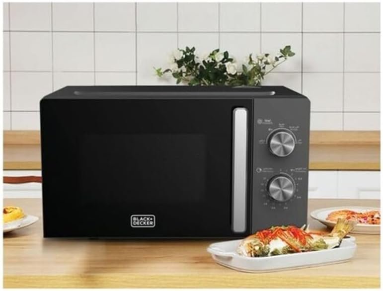 BLACK+DECKER Microwave Oven, 20Litre, 700Watts Power, 30-Min Timer, Rotary Dial Control, Chrome Finish Knobs, 5 Power Levels for Precise Cooking, Compact Design for Kitchens, Black - MZ2015P-B5 thumbnail 3
