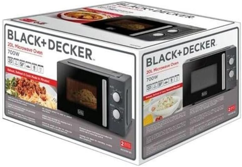 BLACK+DECKER Microwave Oven, 20Litre, 700Watts Power, 30-Min Timer, Rotary Dial Control, Chrome Finish Knobs, 5 Power Levels for Precise Cooking, Compact Design for Kitchens, Black - MZ2015P-B5 thumbnail 4