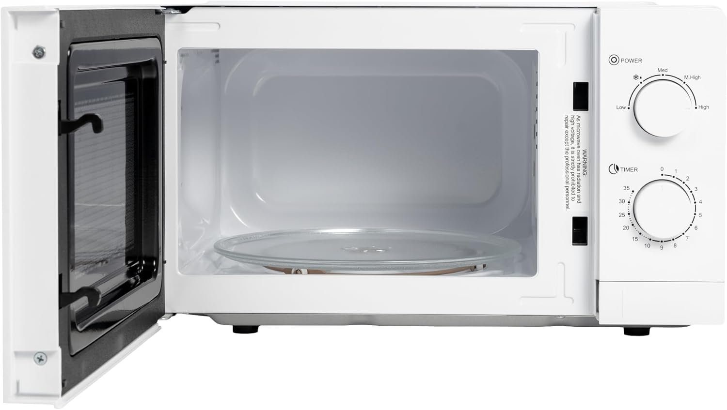 Tornado 20 Liters Solo Microwave Oven with 5 Power Levels, 700Watts, Defrost Function, 35 Minutes Timer, White, TWMS-20-W-E thumbnail 2