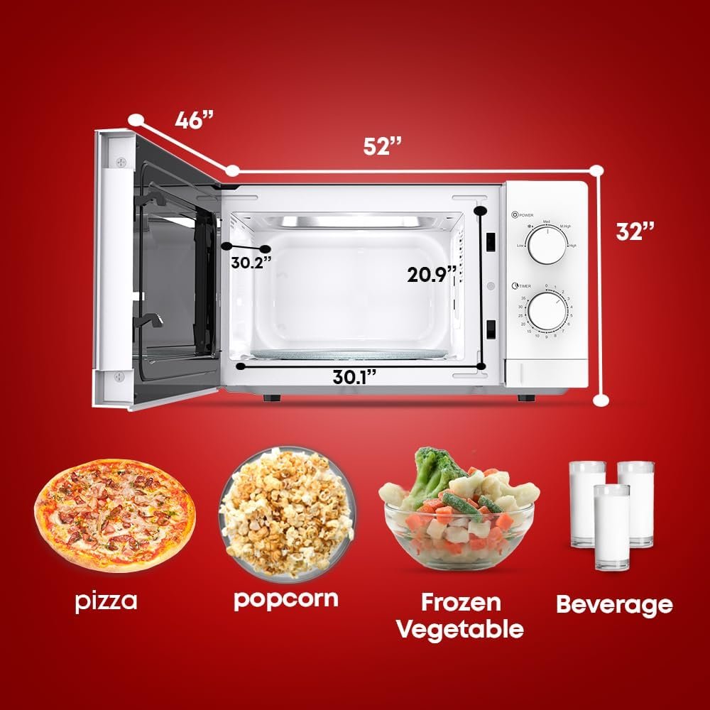 Tornado 20 Liters Solo Microwave Oven with 5 Power Levels, 700Watts, Defrost Function, 35 Minutes Timer, White, TWMS-20-W-E thumbnail 3