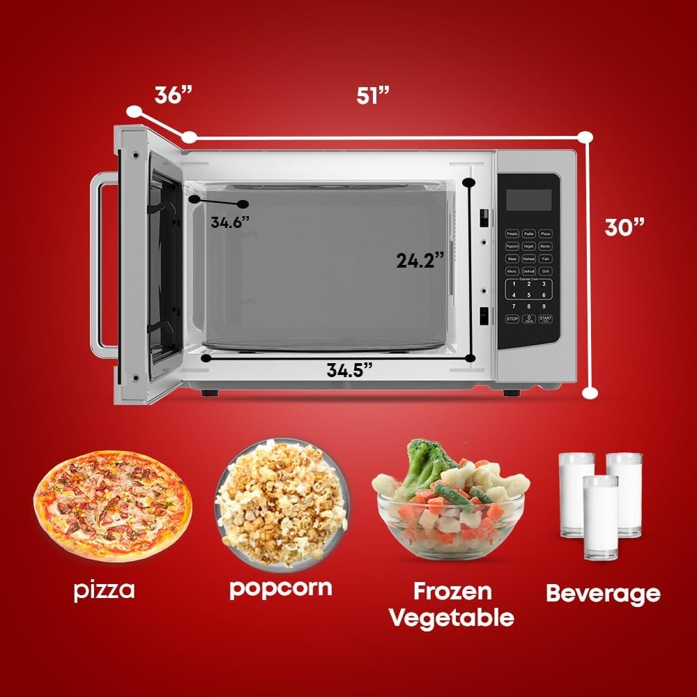 Tornado 30 Liters Digital Microwave Oven 3 in 1 with Grill function 10 Power Levels, 900Watts,ouch Control panel, Child-Safety-Lock, Defrost Function, 8 Auto cooking function, Silver, TWDG-30L-S-E thumbnail 3