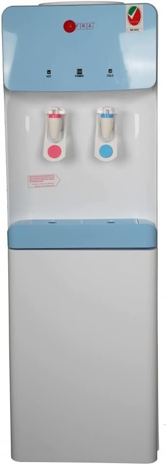AFRA Water Dispenser Cabinet, 5L, 630W, Floor Standing, Top Load, Compressor Cooling, 2 Tap, Stainless Steel Tanks, Blue & White, AF-95WDWT, 2 years Warranty
