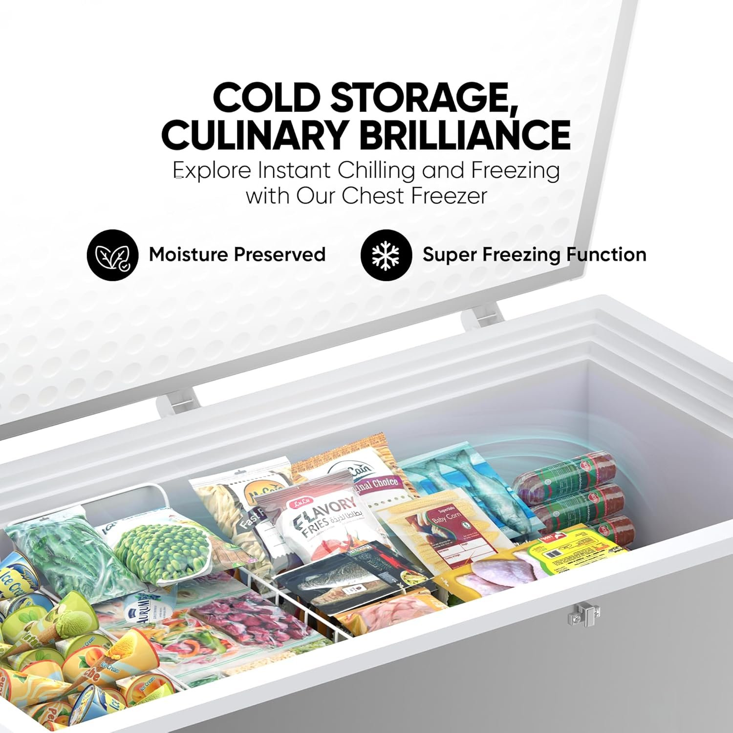 Nikai 340Litre Gross/300Litre Net, Single Door Chest Freezer with Storage Basket, High Energy Efficiency Cooling System, Adjustable Temperature, Silent Operation, For Home & Restaurants - NCF340N7S Silver thumbnail 3