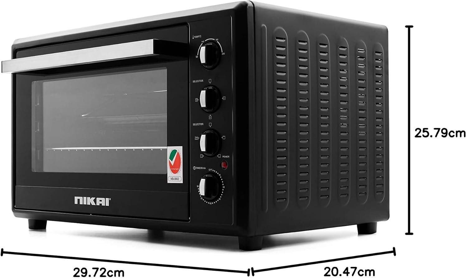 Nikai 120 Litre Double Glass Electric Oven, Multifunction Toaster Oven With Convection Fan & Rotisserie, Keep Warm Function For Toasting/Baking/Broiling, NT1201RCAX, Black, 2 Years Warranty thumbnail 4