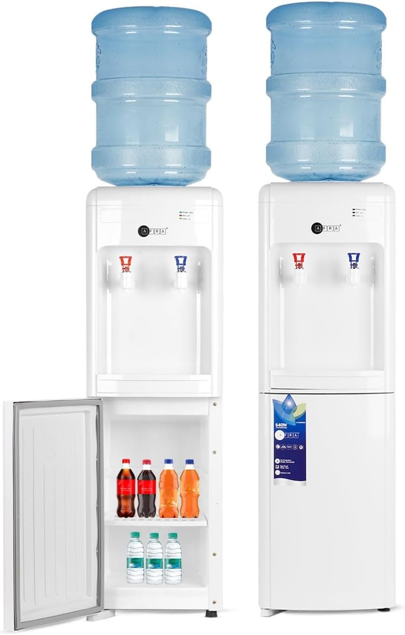AFRA Water Dispenser with Dry Storage Cabinet | Hot & Cold | Fast Heating & Cooling | Double Thermostat | 640W | AF-9050WDWH | White | 2-Year Warranty