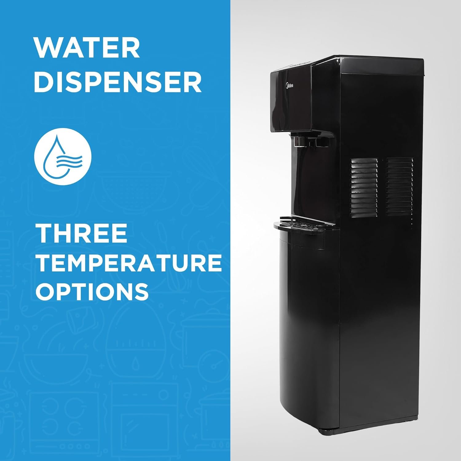Midea Water Dispenser, Bottom Loading, Hot Cold And Ambient Temperature, Touchless Function For Cold Water, Floor Standing, Child Safety lock, Best for Home, Kitchen, Office & Pantry, Black - YL1844S-IR thumbnail 3
