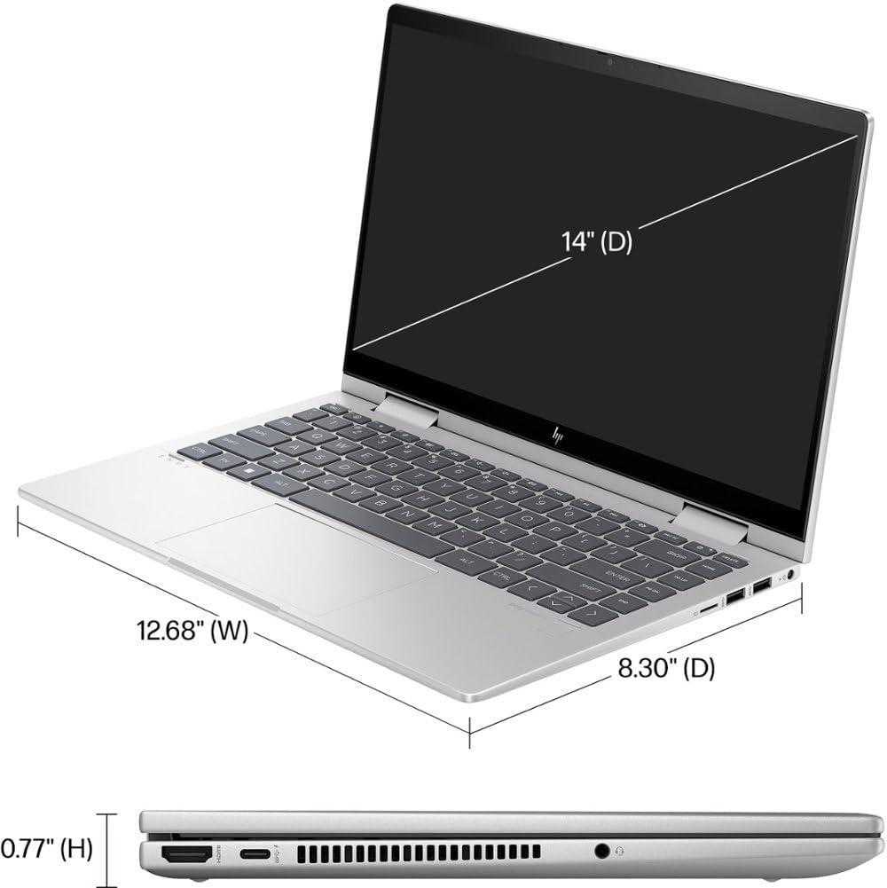 HP OmniBook 5 Flip 2-in-1 Laptop, 14" 2K Touch-Screen Display, Intel Core 7 150U, 16GB RAM, 512GB SSD, Backlit Keyboard, 21.5hr Battery, Windows 11, Glacier Silver thumbnail 4