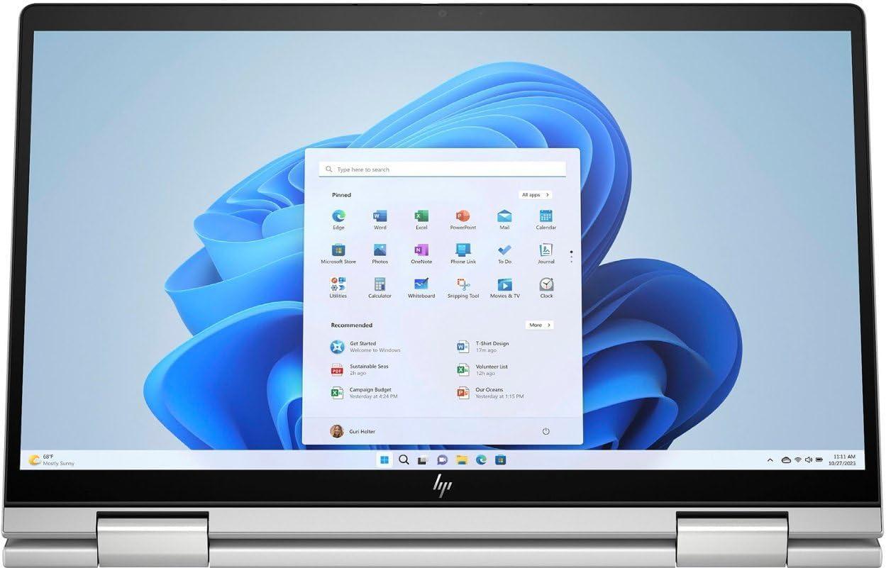 HP OmniBook 5 Flip 2-in-1 Laptop, 14" 2K Touch-Screen Display, Intel Core 7 150U, 16GB RAM, 512GB SSD, Backlit Keyboard, 21.5hr Battery, Windows 11, Glacier Silver
