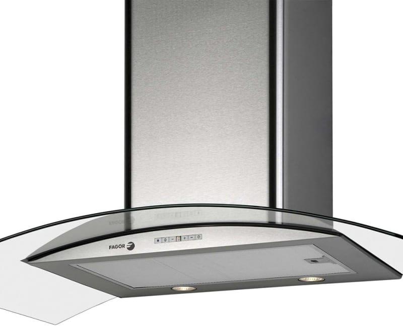 FAGOR Wall-Mounted Decorative Cooker Hood 90 cm,With Stainless Steel and Glass, Filter Kitchen 9CFV-92XA,90cm, 1 Year Warranty