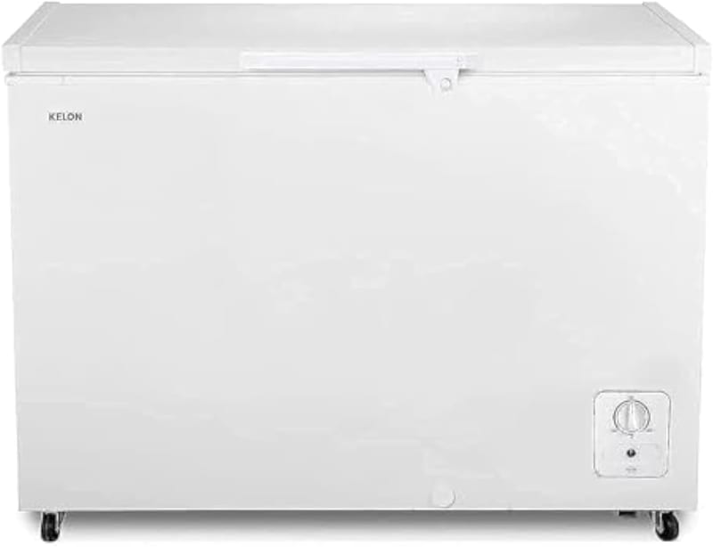Kelon 330 Liters Chest Freezer, Large Deep Freezer with Storage Basket, Mechanical Temperature Control, Front Water Disposal Device, Silver, KFC-33DD4SA1 "Min 1 year manufacturer warranty