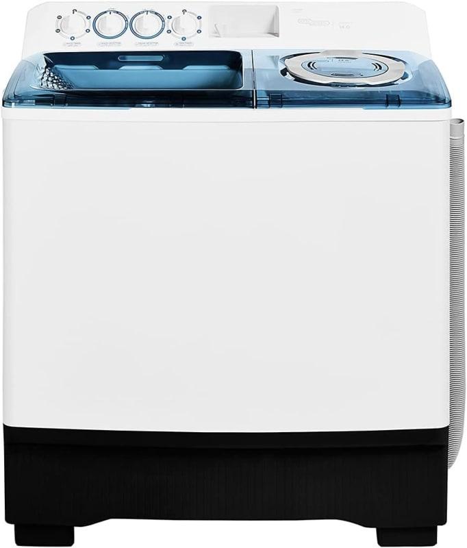 Super General 14 kg Twin-tub Semi-Automatic Washing Machine, White/Blue, efficient Top-Load Washer with Lint Filter, Spin-Dry, SGW-155, 99.5 x 55.5 x 115.5 cm