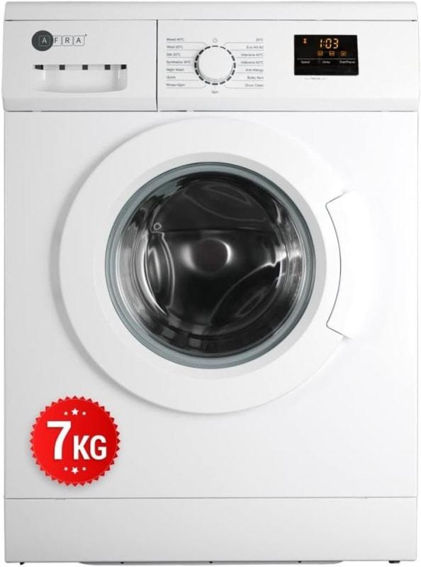 AFRA Washing Machine, Front Loading, 7KG Capacity, 1200 RPM, LED Display, 15 Programs, Auto Balance Power Efficiency, AF-7120WMWT