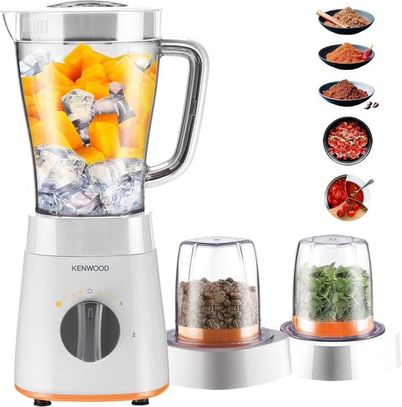 Kenwood Blender Smoothie Maker 500Watts 1.5L With Grinder Mill, Chopper Mill, Ice Crush Function Blp15.360Wh White