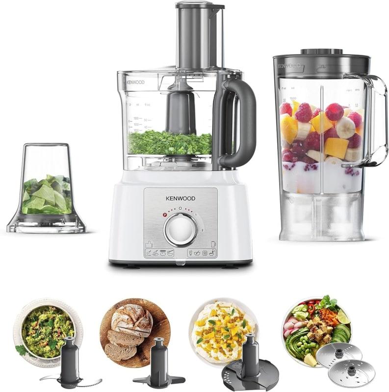 Kenwood Food Processor 1000W Multi-Functional With 3L Bowl, 2 Stainless Steel Disks, Blender, Grinder Mill, Whisk, Dough Maker FDP65.400Wh White - Image 1