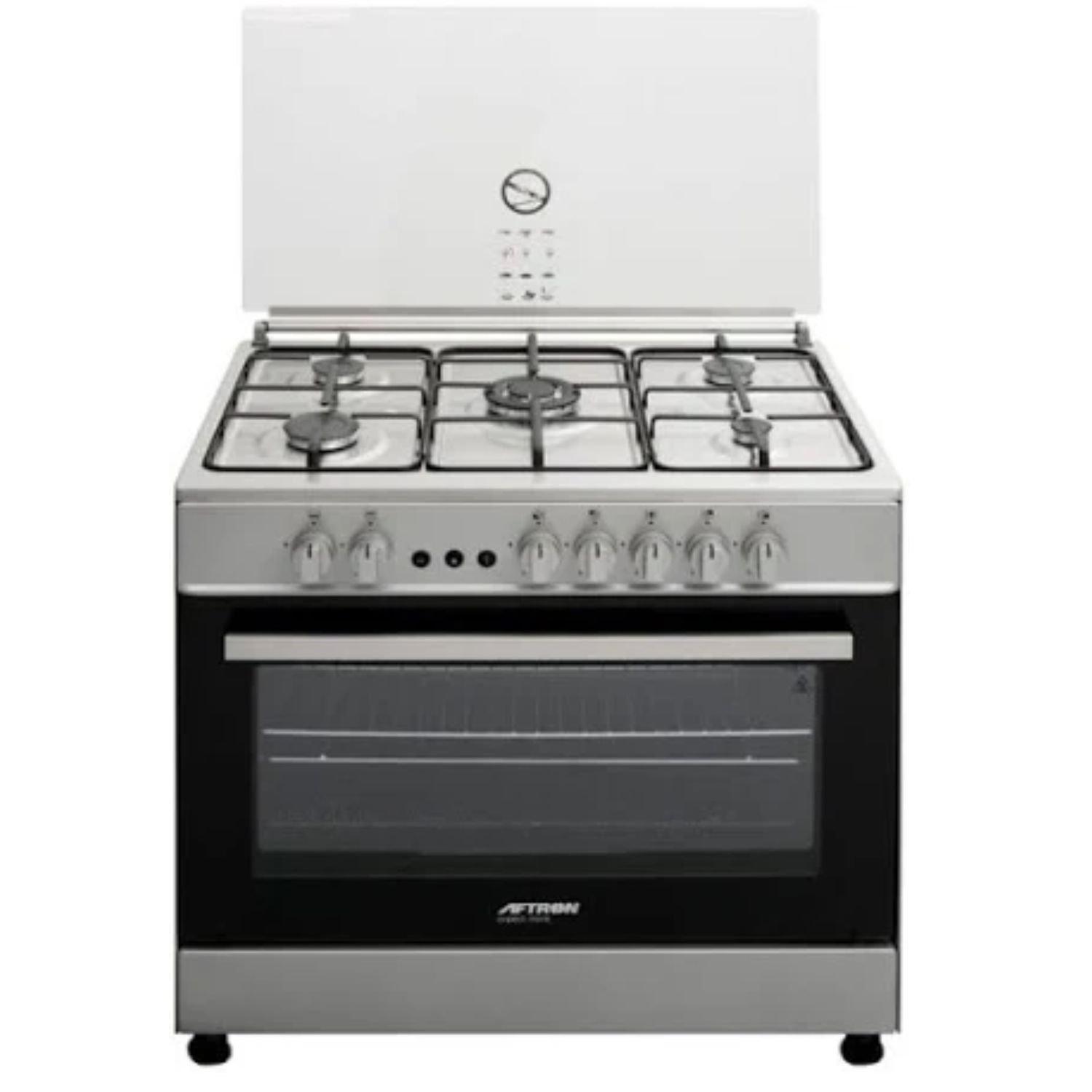 Aftron 90x60 Gas Cooker, Semi Cast Iron, Self ignition for Hob and Oven, AFGR9080BTFSD