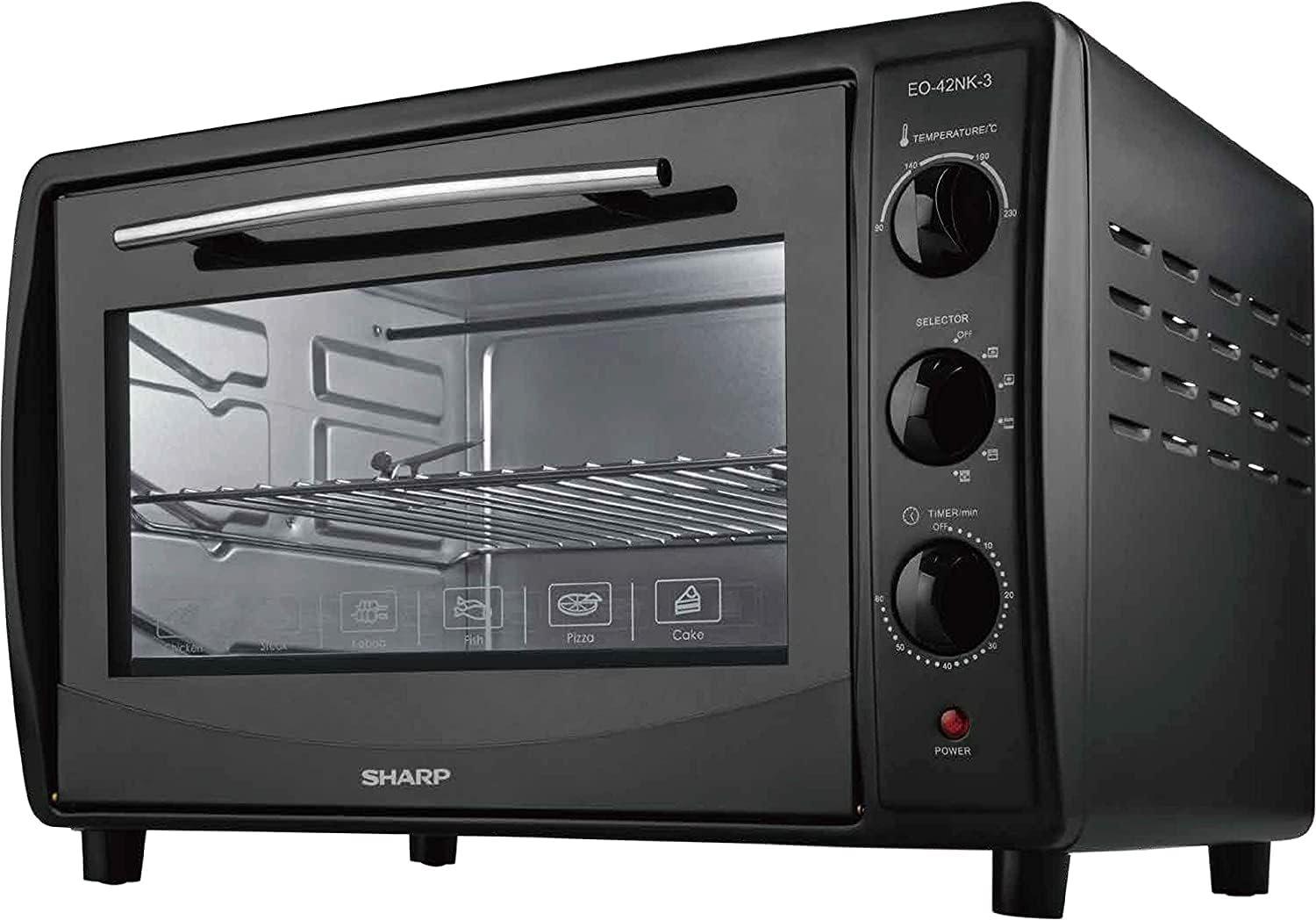 Sharp 1800Watts Double Glass Electric Oven With Rotisserie & Convection, 42 Litre - Eo-42Nk-3, Black