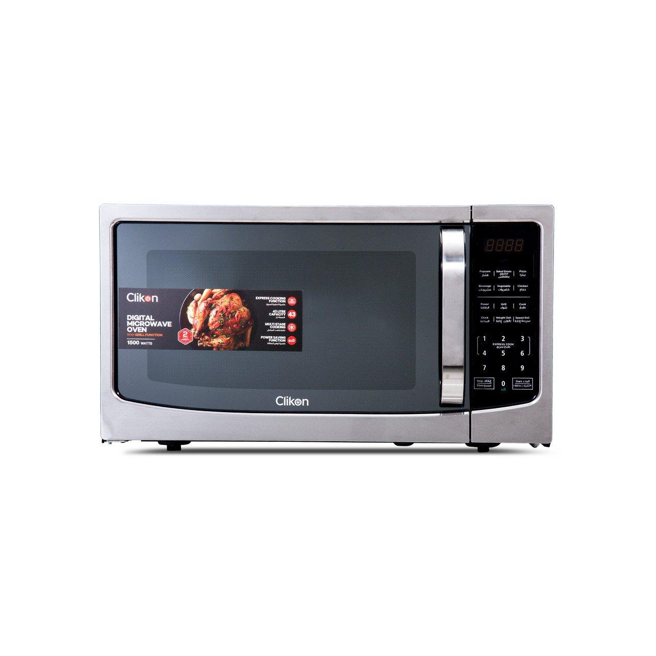 Clikon 43 Litre Digital Microwave Oven With Grill Function , Child Safety Lock 1500 Watts- Ck4330