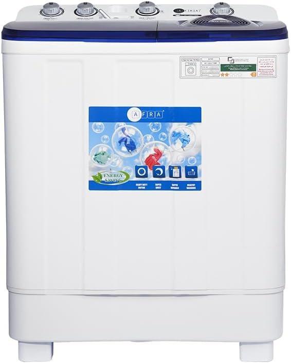 AFRA Twin Tub Washing Machine, 10kg Capacity, Air-Dry Function, Magic Filter, Big Pulsator, White and Blue-AF-1003TTWB