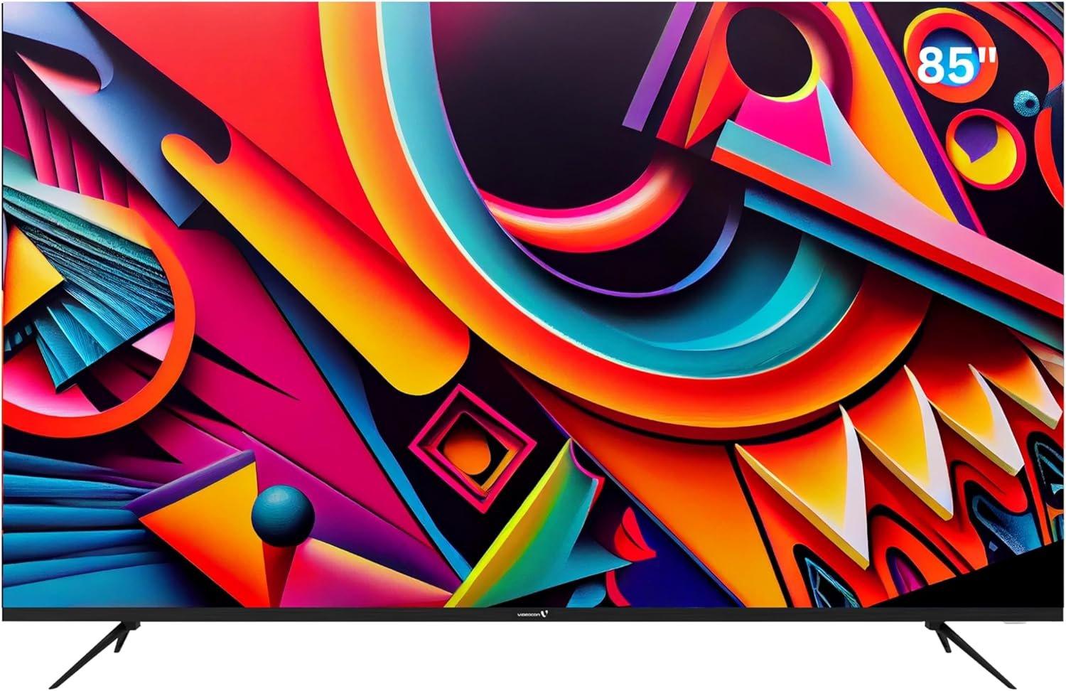 Videocon 85 inch Edgeless QLED 4K UHD Official Google TV with "Hey Google" Voice Remote, A+ Grade Panel, Bluetooth, Dolby Audio, Chromecast Buit-in E85QLGT1100