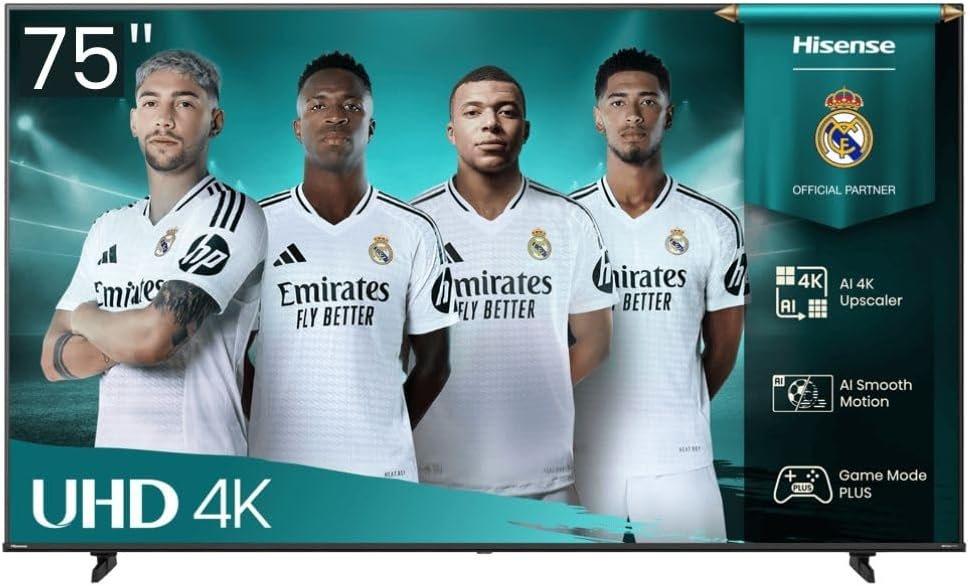 Hisense 75" 4K UHD Smart TV (75A61Q, 2025) — VIDAA OS | Dolby Atmos & Dolby Audio | Game Mode PLUS (VRR, ALLM) | 4K AI Upscaler, Voice Remote, Wi-Fi, Bluetooth, HDMI eARC