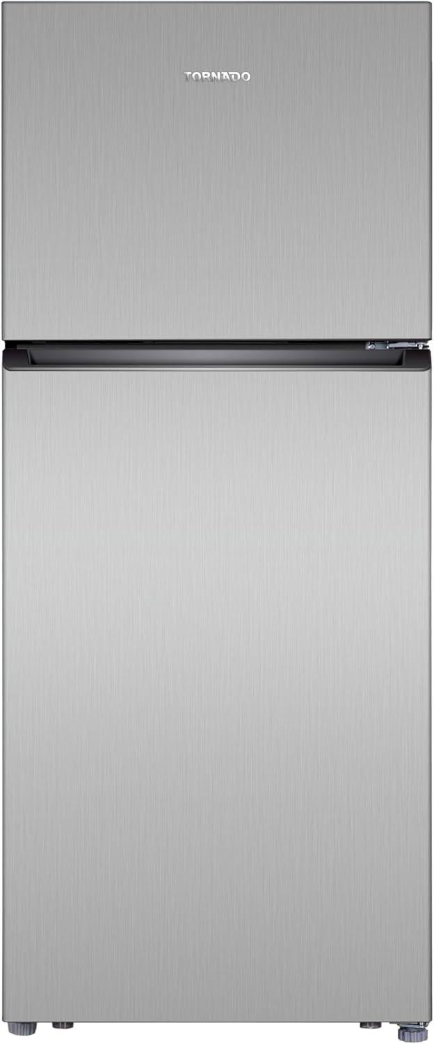 TORNADO 420 Liters Net Capacity Top Mount Refrigerator Silver, Double Door, Multi Air Flow, Tempered Glass shelves RF-TCN420PT0GINE