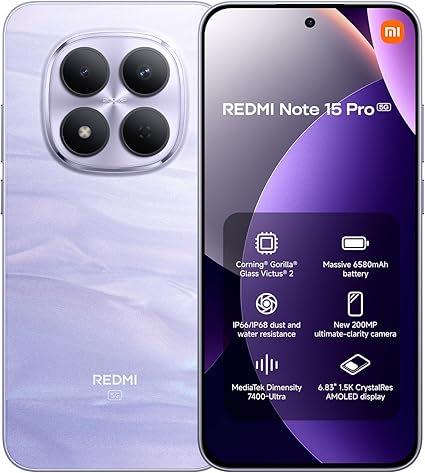 REDMI Note 15 Pro 5G Mist Purple 12GB RAM 256GB ROM with 2-pin adaptor (EU Plug Version)