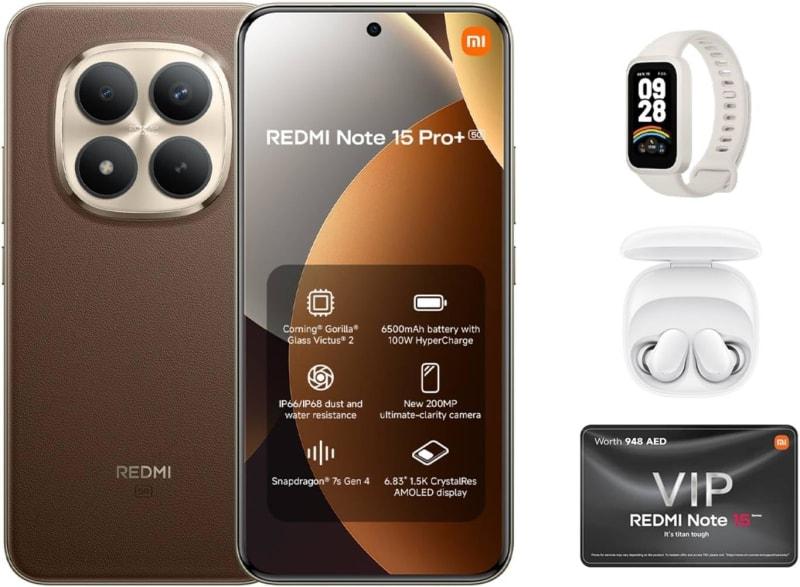 REDMI Note 15 Pro+ 5G Mocha Brown 12G RAM 512G ROM + Xiaomi smart band 9 active + Redmi buds 6 Play - Global Version