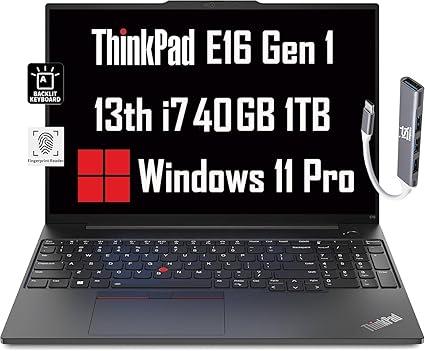 Lenovo Thinkpad E16 Business Laptop 16 Fhd Anti Glare Intel 13th Gen 10 Core I7 1355u 40gb Ram 1tb Ssd Backlit Fingerprint Ist Hub Fhd Webcam Ethernet Wi Fi 6 Win 11 Pro Black