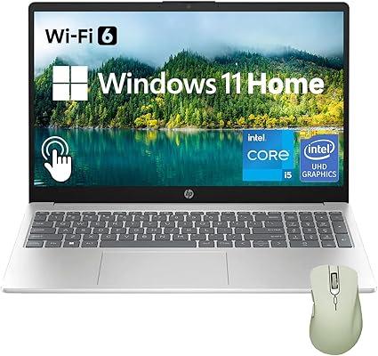 HP (Upgraded) 15.6" HD Touchscreen Laptop, Intel Core i5-1235U, 32GB RAM, 2TB PCIe SSD, Webcam, HDMI, Numeric Keypad, Wi-Fi 6, Windows 11 Home, Silver, Bundle with Thunderobot ML101 Wireless Mouse