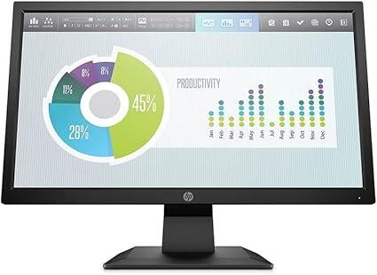 HP Monitor P204V 19.5"/49.5 cm LCD HD+ (1600 x 900 Pixels @ 60 Hz) 1 HDMI 1.4 (with HDCP Support); 1 VGA, Black_