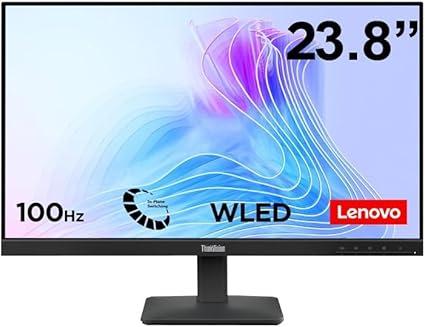 Lenovo ThinkVision S24-4e | 23.8" (60.45cm) FHD IPS 100Hz Ultraslim Monitor | 4ms, 99% sRGB, 16.7Mn Colors, 1x HDMI 1.4, 1x VGA,TUV Eye Comfort, Low Blue Light| Tilt | Black | 64B5KAR1IN