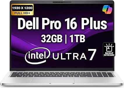Dell laptop Pro 16 Plus | PB16250 | Ultra 7 266V vPro, 16 GB DDR5 RAM, 1 TB SSD, 16 FHD+ anti-glare dis, Intel Arc grap