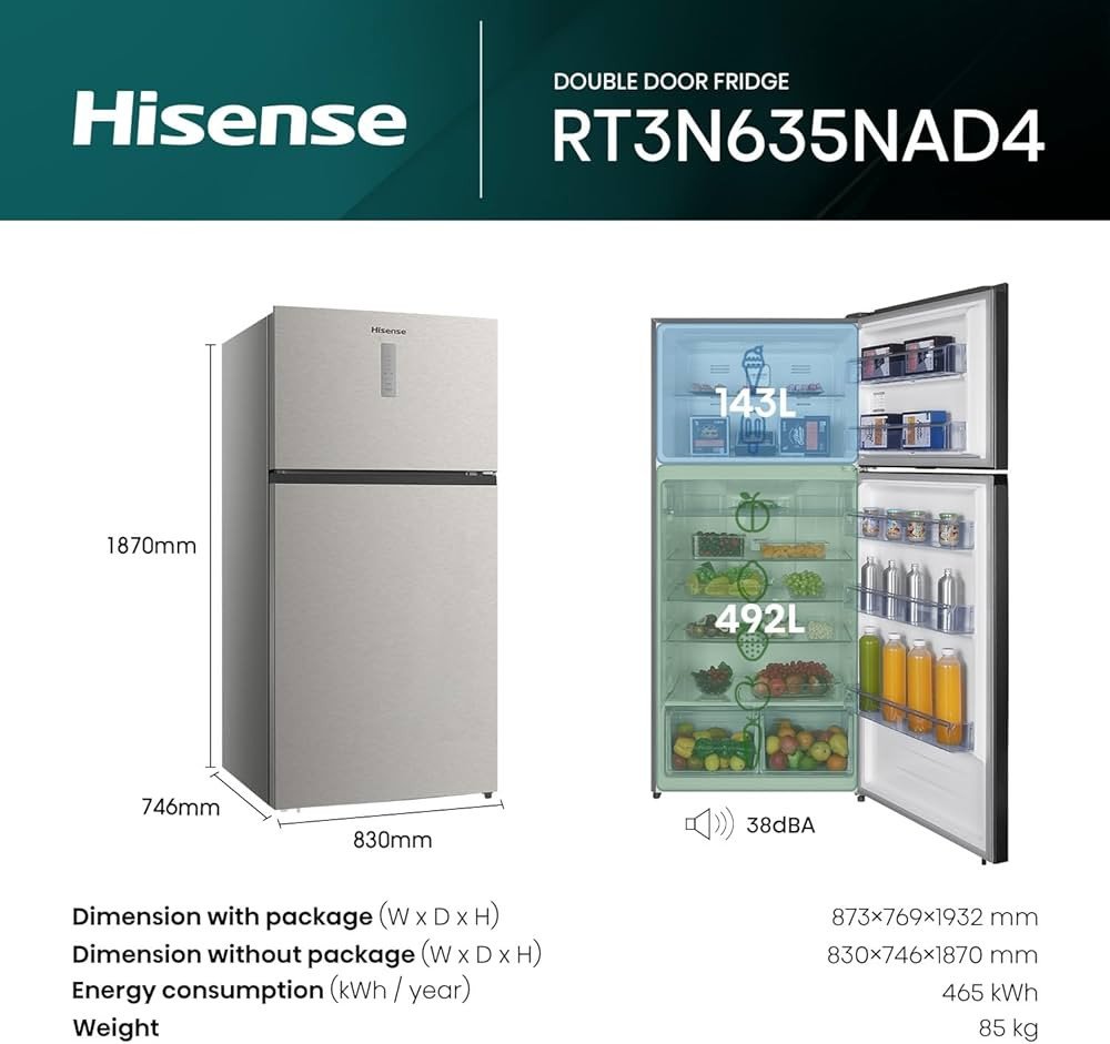 HISENSE RT3N635NAD4 830LTR TOP MOUNT REFRIGERATOR