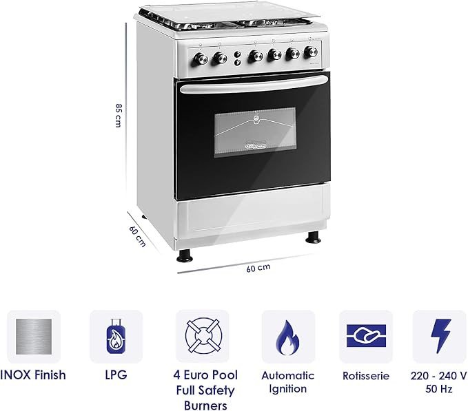 SUPER GENERAL SGC6470MSFS 60X60 GAS COOKER