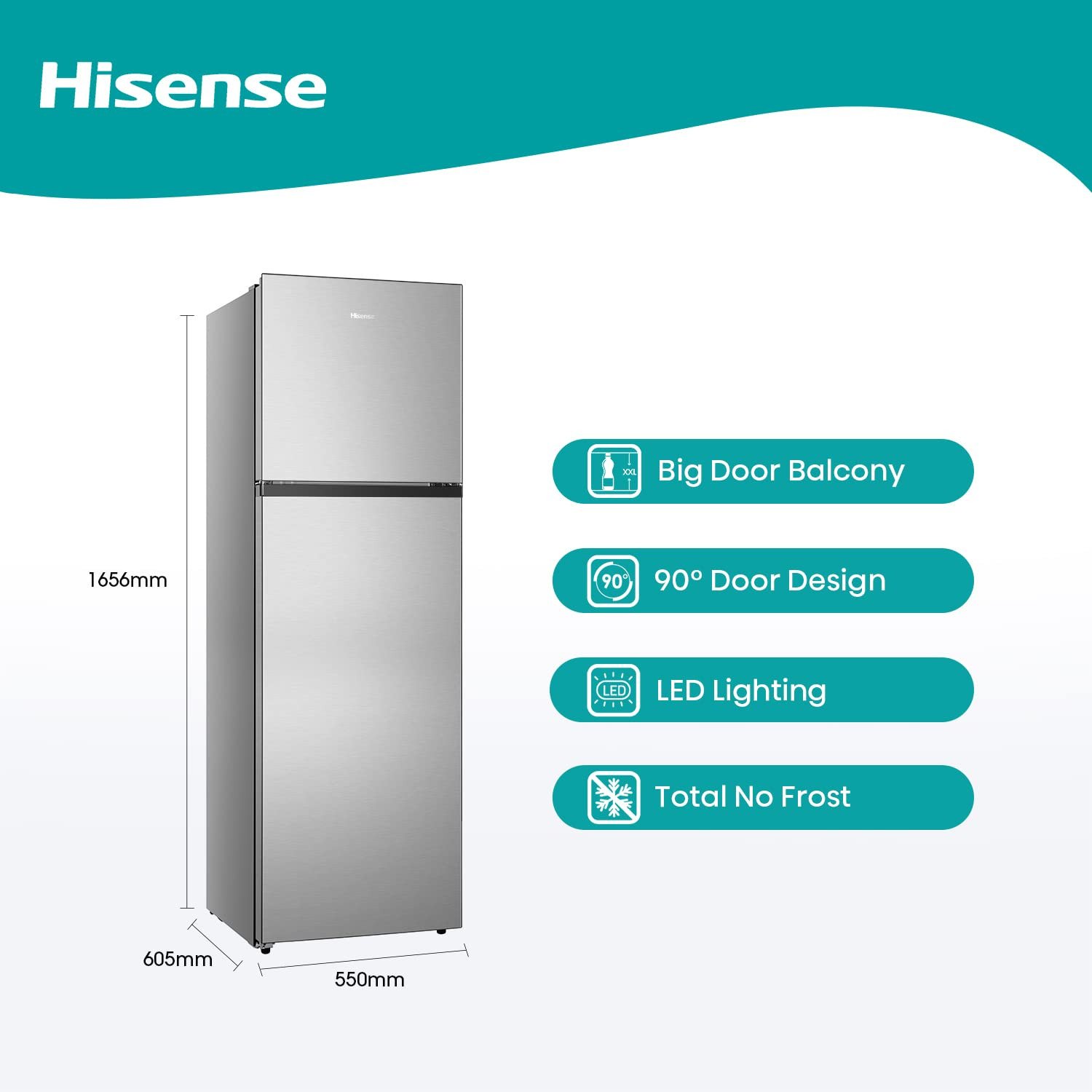 Hisense RT328N4DGN Top Mount Refrigerator 328 Litres