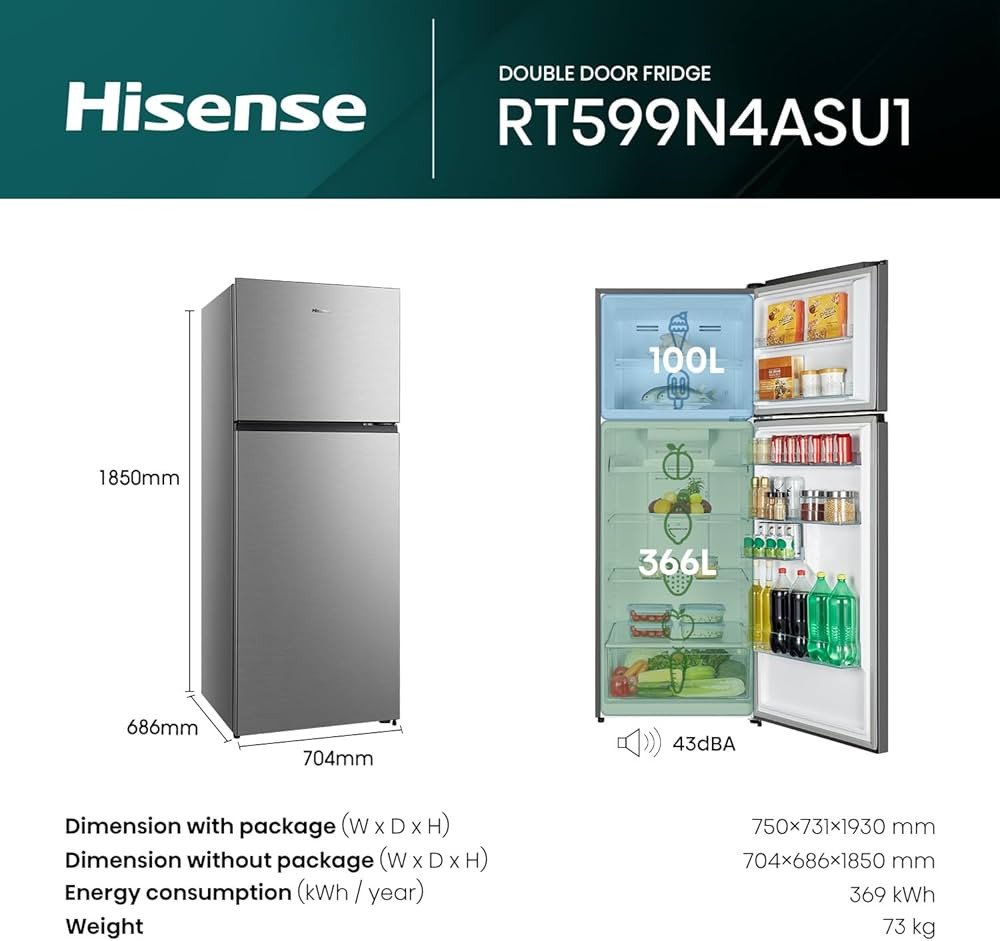 HISENSE RT599N4ASU1 599L TOP MOUNT REFRIGERATOR